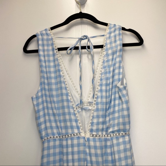 Lost + Wander Fiesta Gingham Jumpsuit Baby Blue - Picture 9 of 10